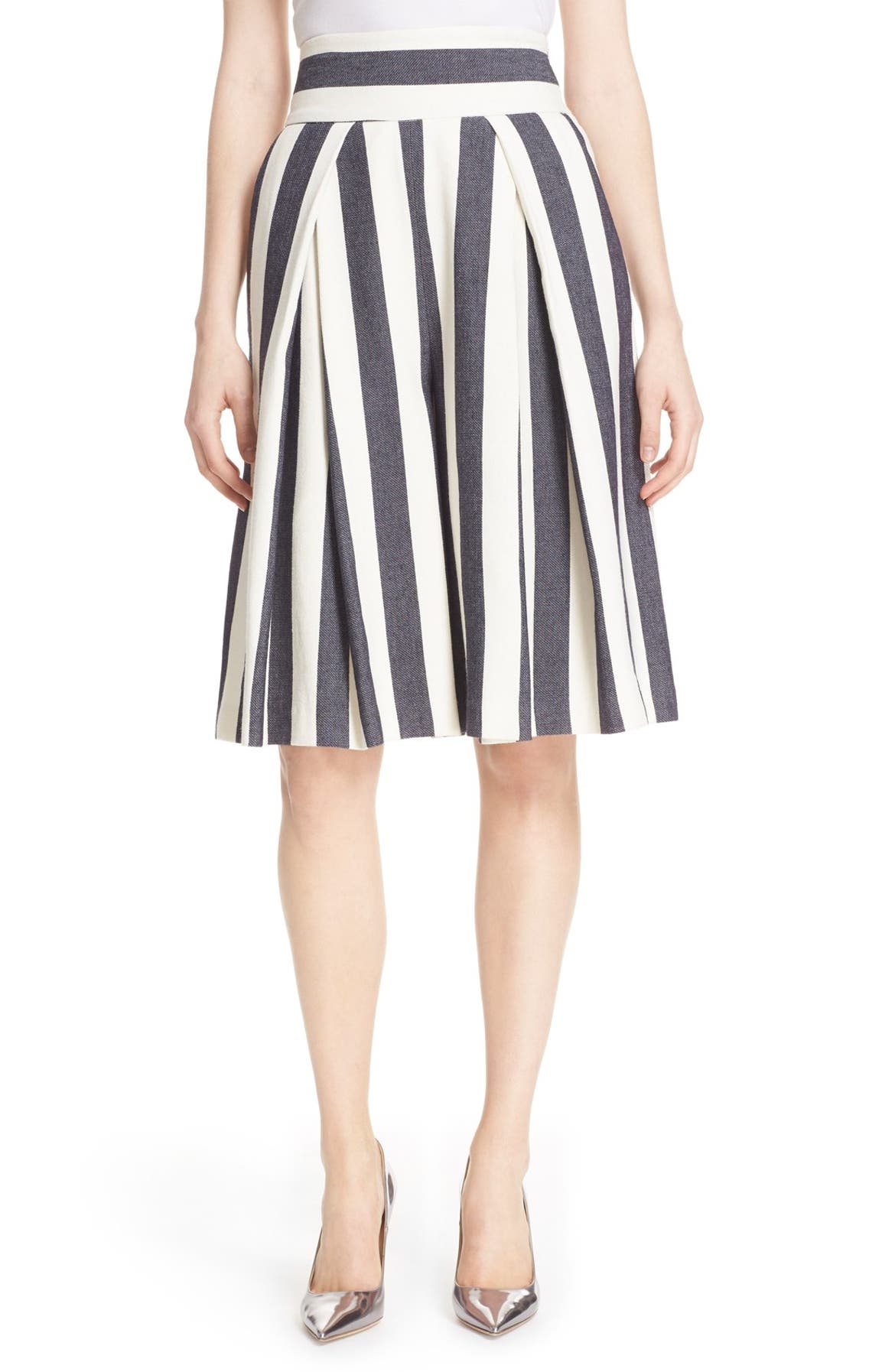Milly Pleated Stripe Culottes | Nordstrom