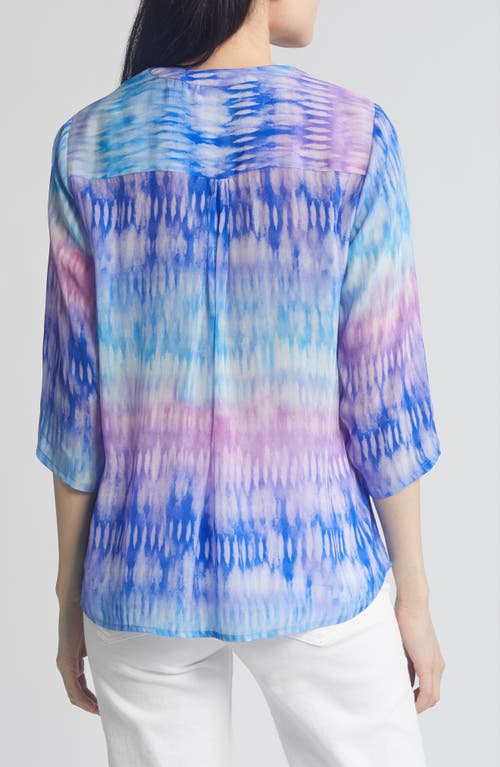 Shop Apny Tie Neck Top In Blue/purple Multi