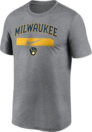 Men's Nike Gray/Navy Milwaukee Brewers Authentic Collection Game  Performance Pullover Sweatshirt