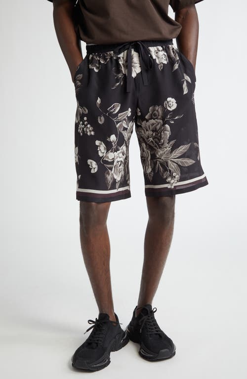 Dolce & Gabbana Floral Silk Jogging Shorts Hn5Dy Fiori Grigi Fdo Nero at Nordstrom, Us