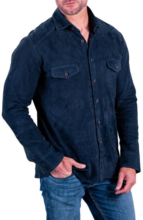 Bannock Suede Button-Up Shirt in Navy