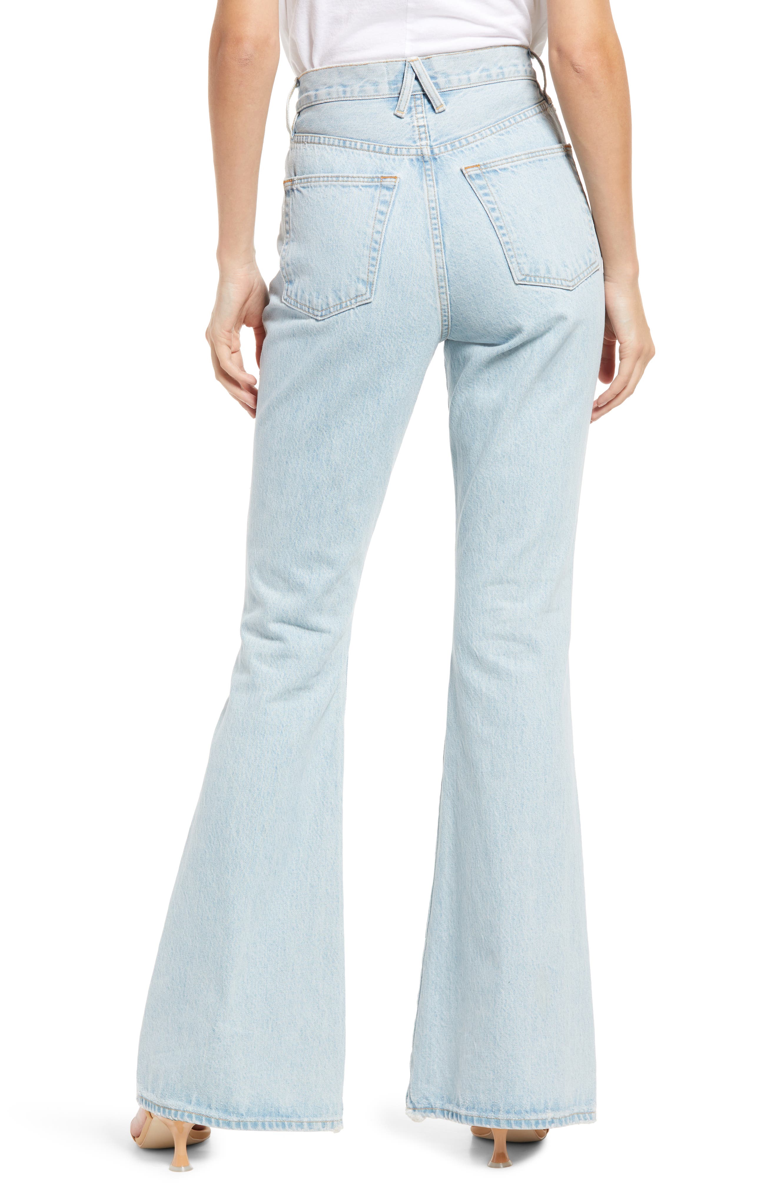 Womens Clothing Trousers SLVRLAKE Denim Indiana Flare in Blue Slacks and Chinos Wide-leg and palazzo trousers 