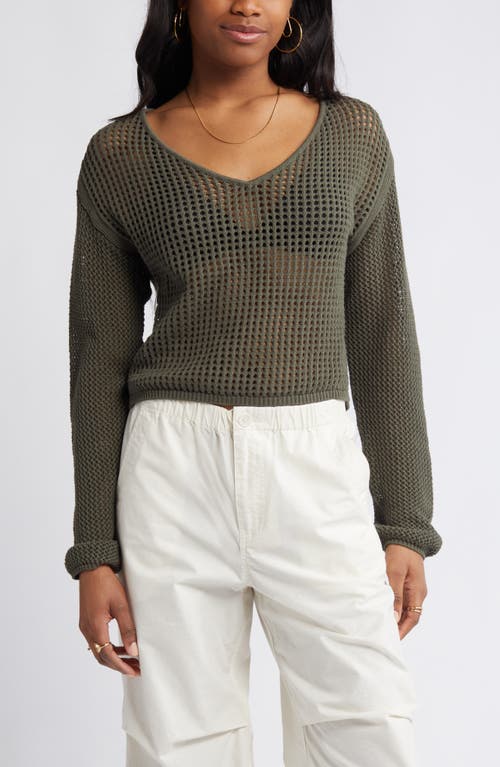 Boxy Mesh Stitch Sweater in Olive Sarma