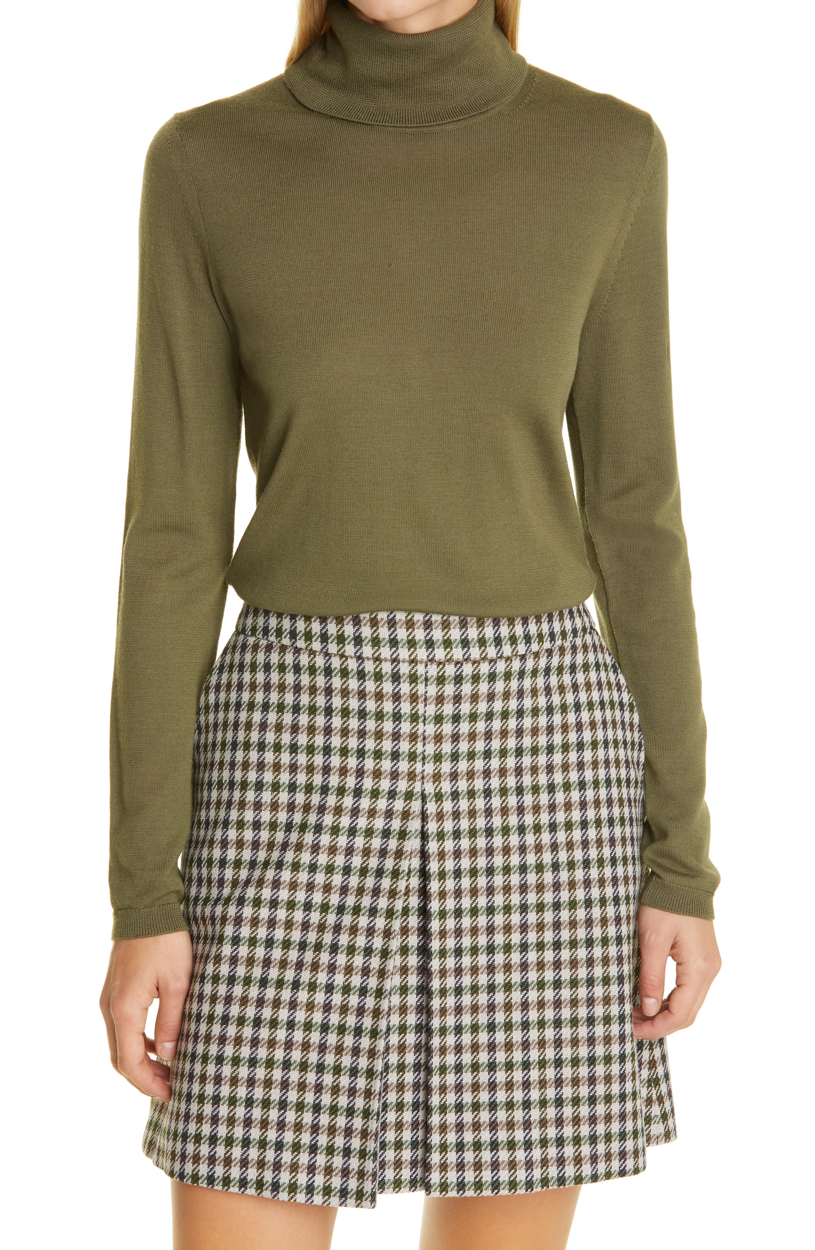 Boss Famauria Wool Turtleneck Sweater in Khaki at Nordstrom, Size X-Small