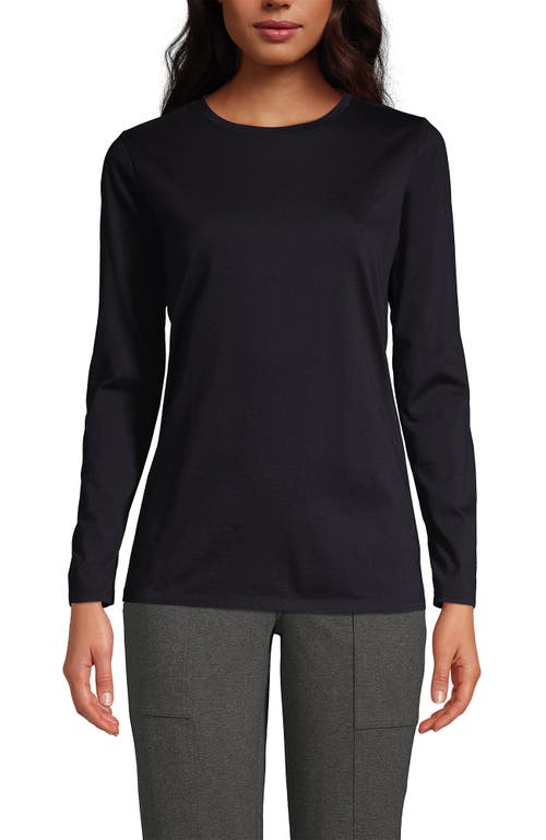Lands' End Relaxed Supima Cotton Long Sleeve Crew Neck T-shirt In Black