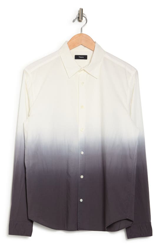 Theory Bronson Ombré Long Sleeve Cotton Button-up Shirt In White/ Pestle