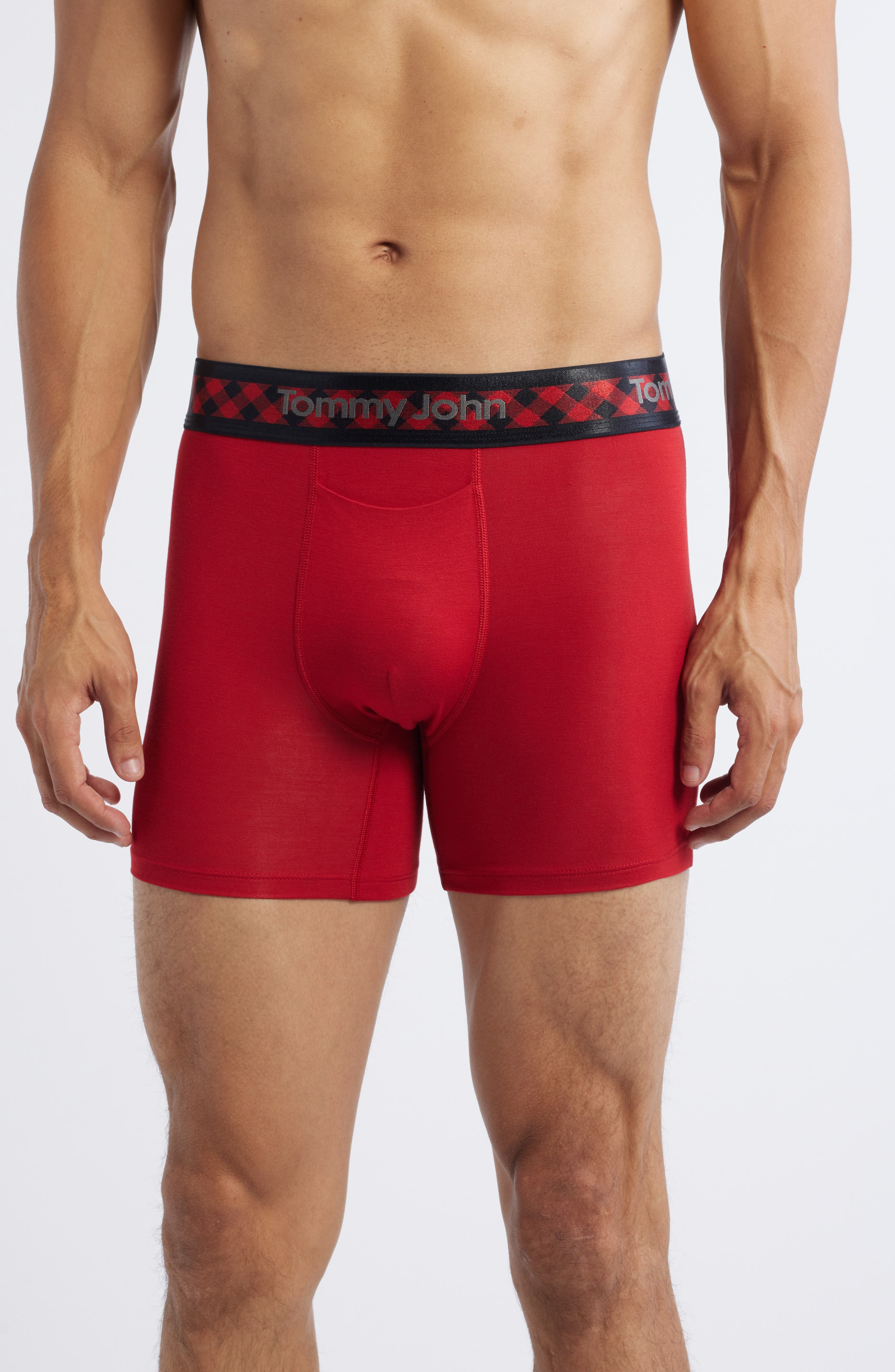 Tommy John Second Skin Boxer Briefs in Red/Red Buffalo Check Wb 