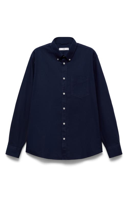 Shop Mango Regular Fit Oxford Button-down Shirt In Dark Navy