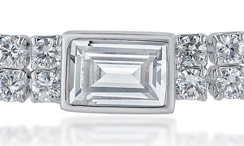 Cz By Kenneth Jay Lane Two Row Cz Tennis Bracelet In Clear/silver