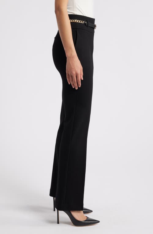 Shop Anne Klein Chain Belt High Waist Straight Leg Pants In Anne Black