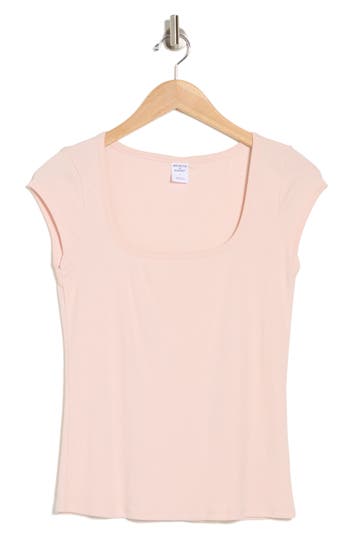 Melrose And Market Cap Sleeve Cotton Blend T-shirt In Pink