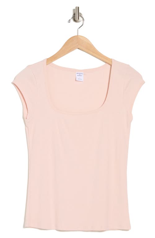 Shop Melrose And Market Cap Sleeve Cotton Blend T-shirt In Pink Sepia