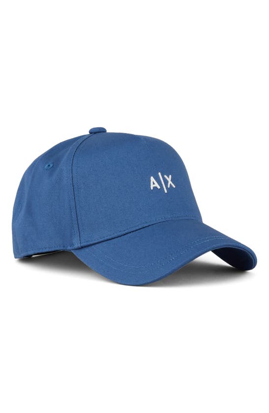 Armani Exchange Small Embroidered Logo Baseball Cap In Azure