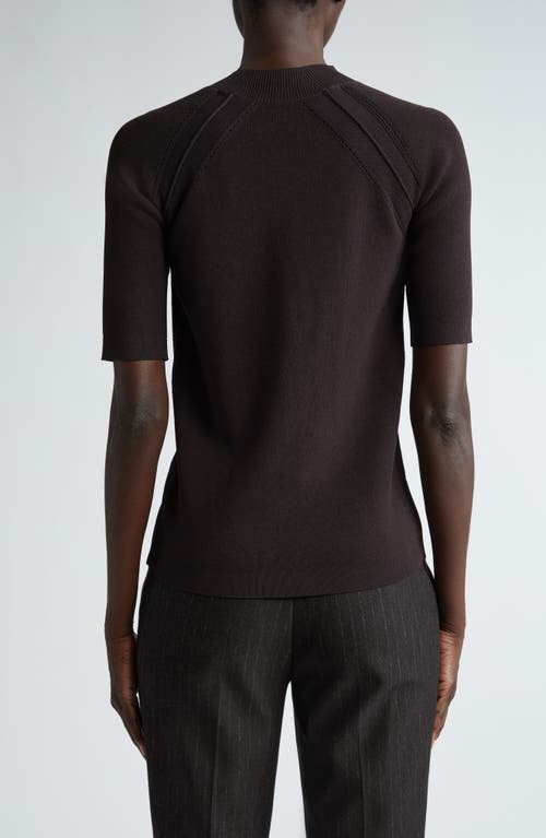 Shop St John St. John Collection Fine Gauge Engineered Rib Short Sleeve Sweater In Mocha