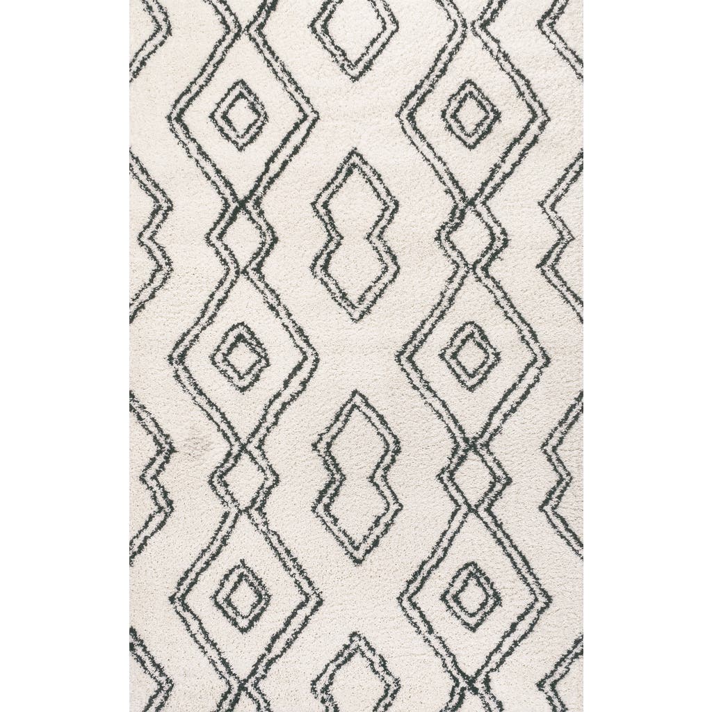 Jonathan Y Deia Moroccan Style Diamond Shag Area Rug In White/gray