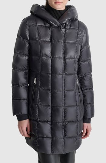 Dkny hooded down and feather coat best sale