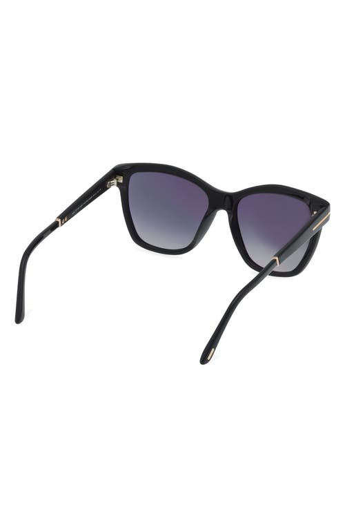 Shop Tom Ford Lucia 54mm Polarized Square Sunglasses In Shiny Black/polarized Smoke