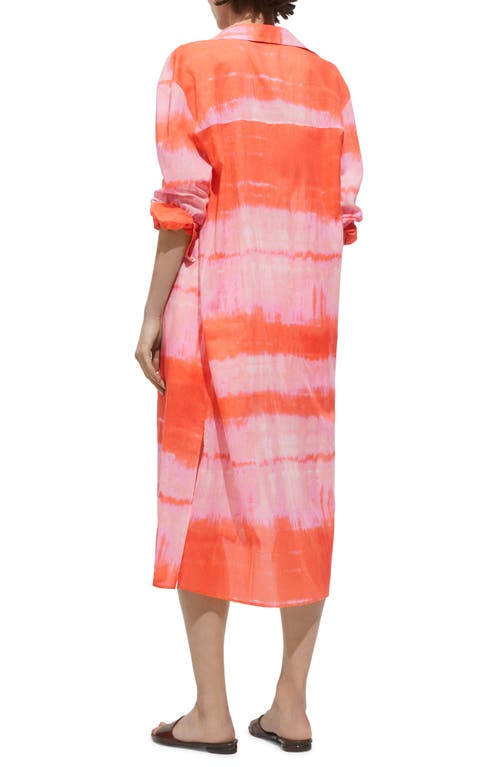 Mango Printed Shirt Dress Orange In Orange