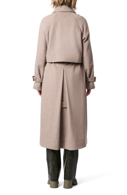 Shop Bernardo Belted Wool Blend Melton Coat In Heather Taupe