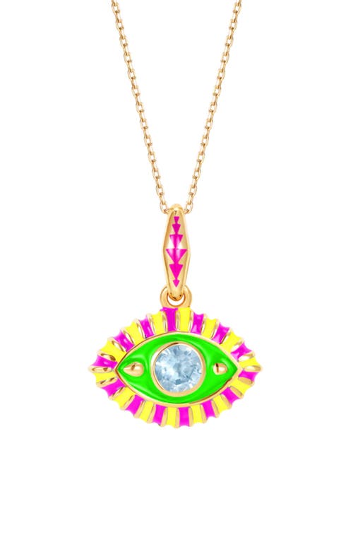 Life in Color Topaz Eye Pendant Necklace in Neon Green
