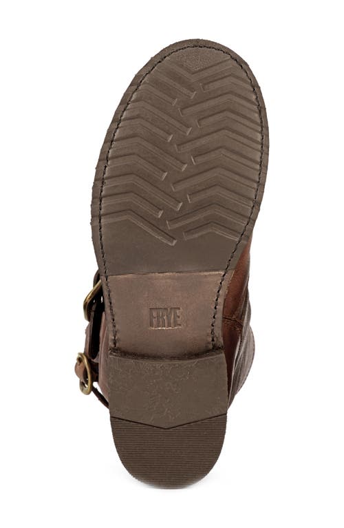 Frye Veronica Leather Buckle Short Moto Boots In Stone - Tonara