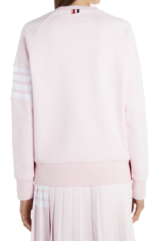 THOM BROWNE 4-BAR WAFFLE KNIT COTTON SWEATSHIRT