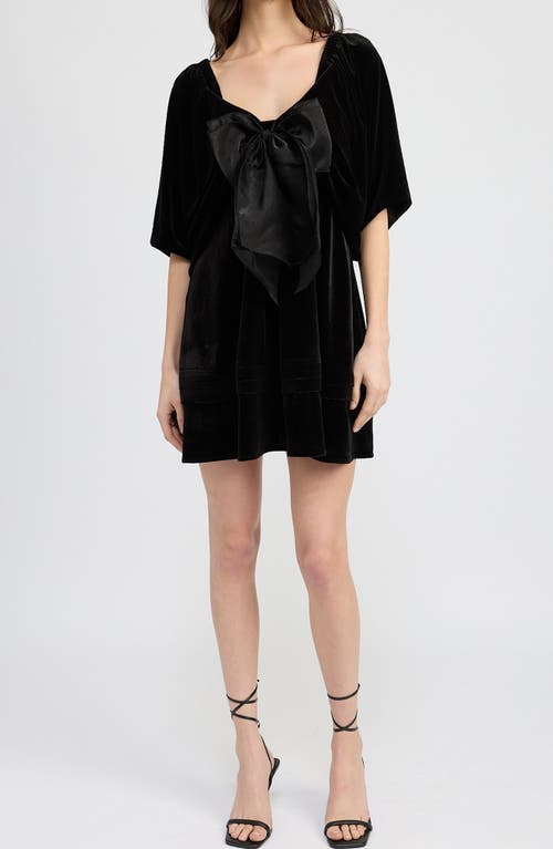 Shop En Saison Avery Bow Front Velvet Minidress In Black