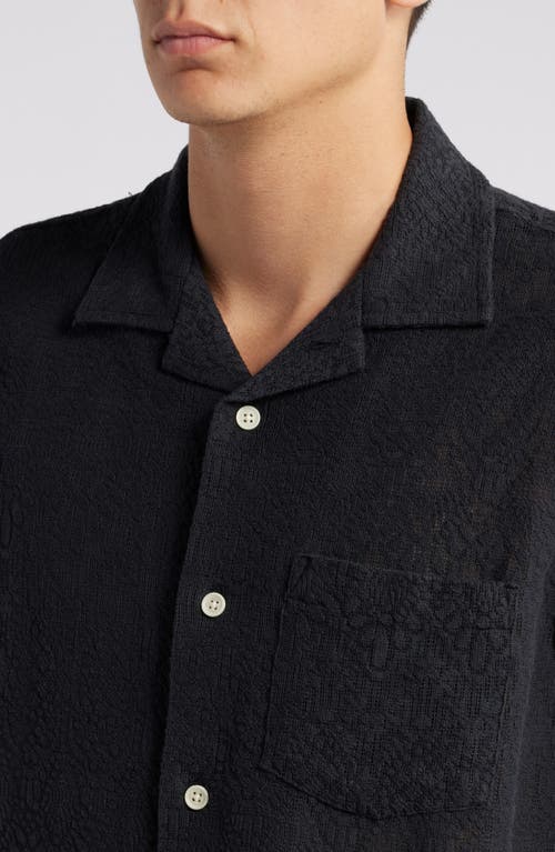 Shop Corridor Alhambra Cotton Blend Lace Camp Shirt In Black