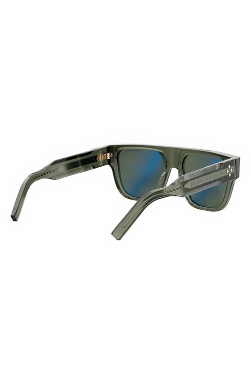 Shop Dior Cd Diamond S6i 55mm Square Sunglasses In Shiny Dark Green/green