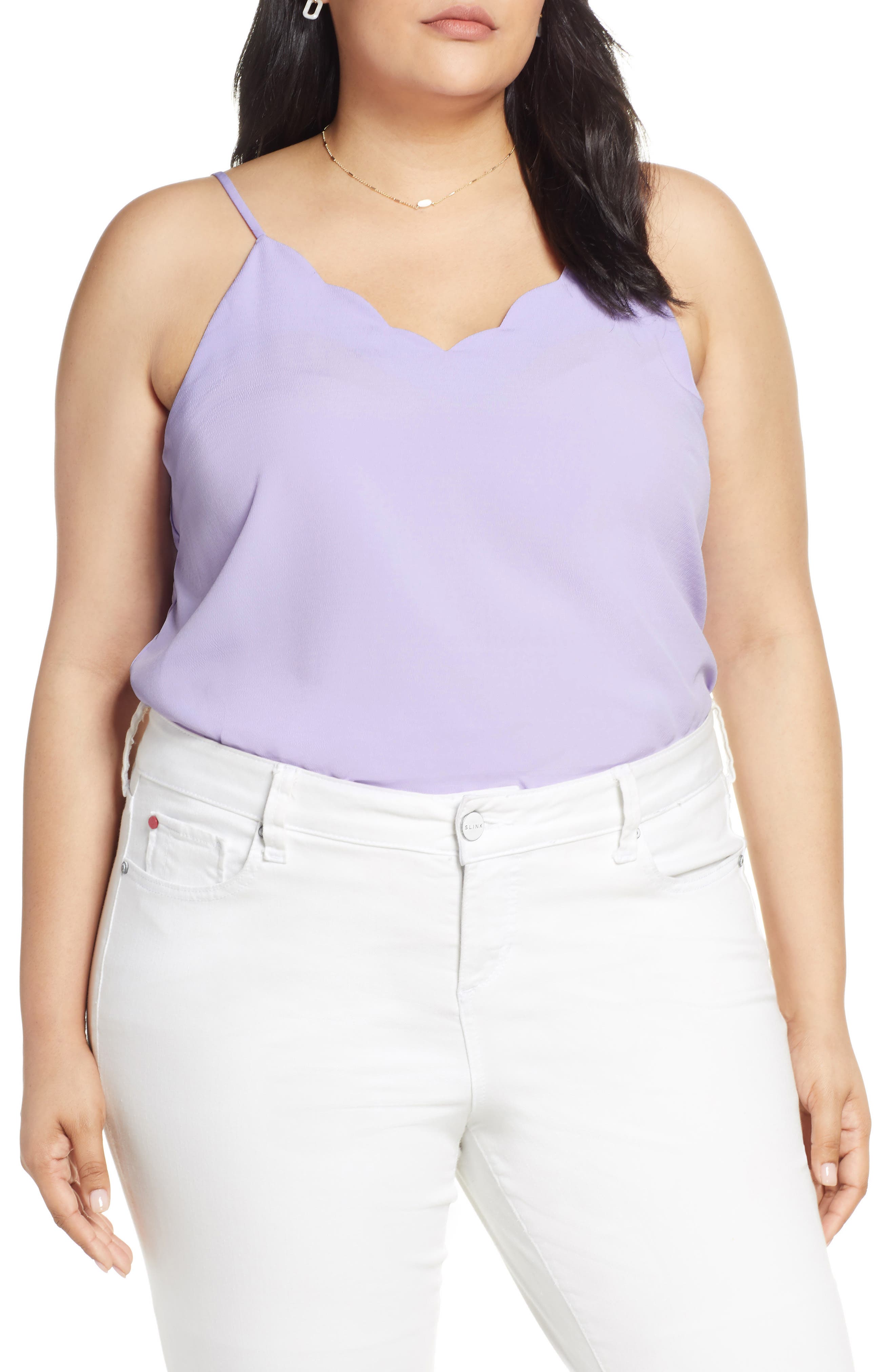 Plus Size Halogen Scallop Detail Camisole, Purple