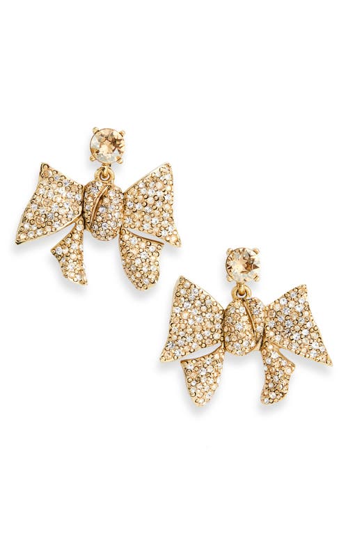 Shop Oscar De La Renta Pavé Bow Drop Earrings In Gold/crystal