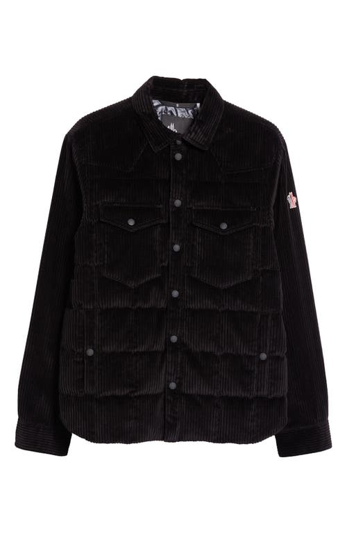 Shop Moncler Grenoble Gelt Quilted Stretch Corduroy Down Shirt Jacket In Black