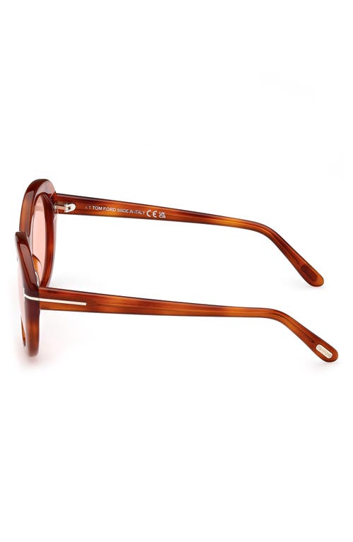 Tom Ford Eyewear Round Frame Sunglasses In Blonde Havana/violet