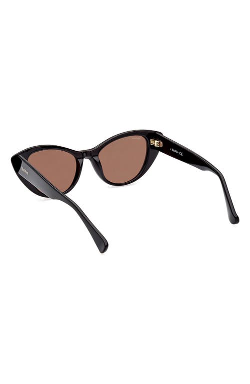 Shop Max Mara 51mm Cat Eye Sunglasses In Shiny Black/brown