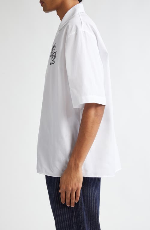 Shop Kenzo Constellation Oversize Embroidered Camp Shirt In White