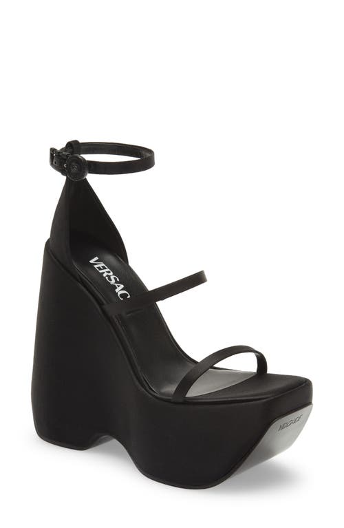 Versace Tri-Platform Sandal in Black-Black