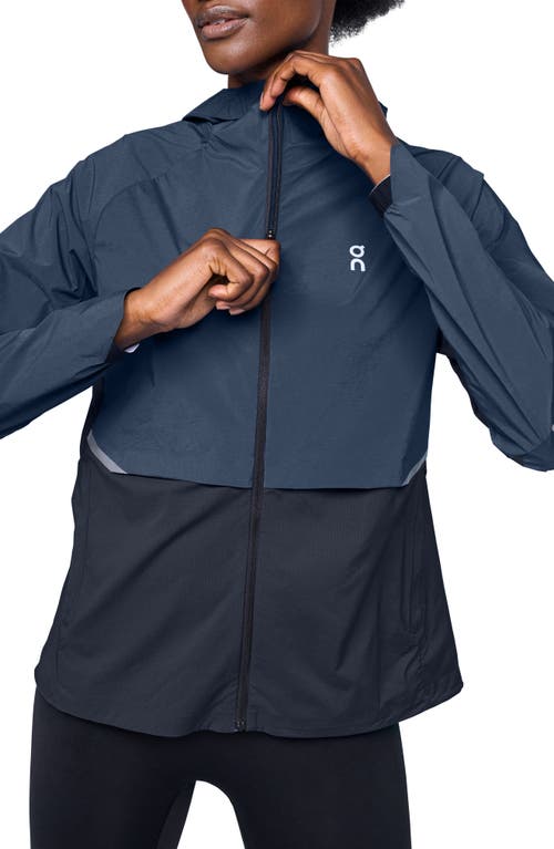 On Core Hooded Packable Running Jacket In Denim/navy