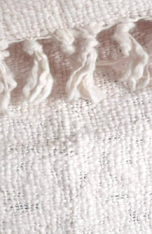 The Nascent Textured Oxford Throw Blanket In Cream