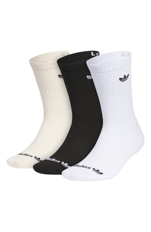Adidas Originals Adidas Gender Inclusive Trefoil Assorted 3-pack Crew Socks In White/black/wonder White