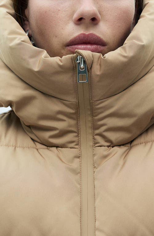 Shop Mango Hooded Water Repellent Puffer Jacket In Beige