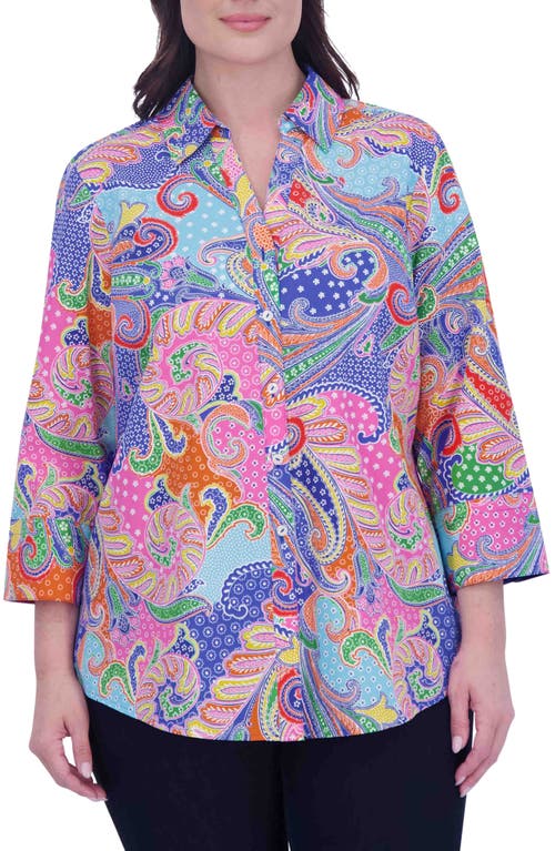 Foxcroft Mary Paisley Button-Up Shirt Multi at Nordstrom,