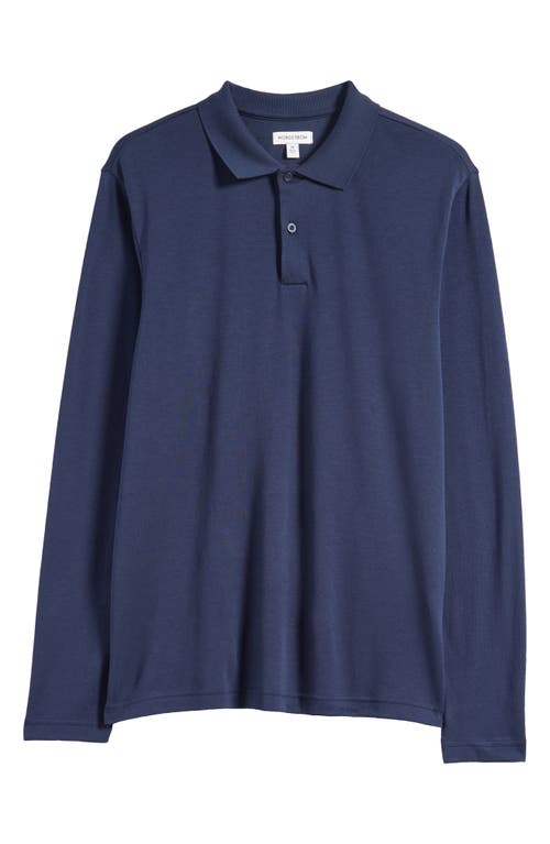 Shop Nordstrom Pima Cotton Long Sleeve Polo In Navy Blazer