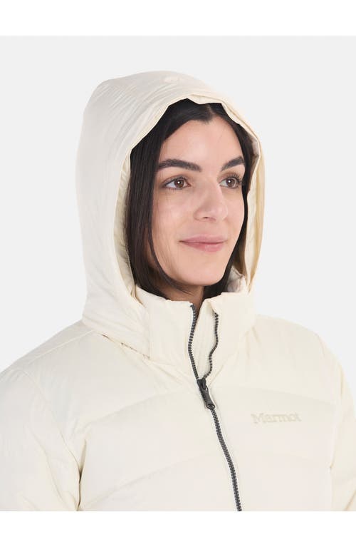 Marmot Ithaca 700 Fill Power Down Hooded Jacket With Faux Fur Trim In Papyrus