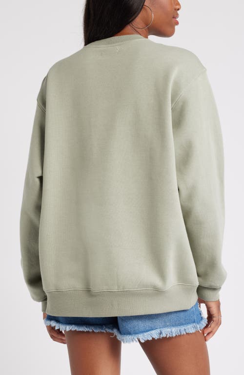 Shop Bp. Fleece Detail Oversize Crewneck Sweatshirt In Green Halo