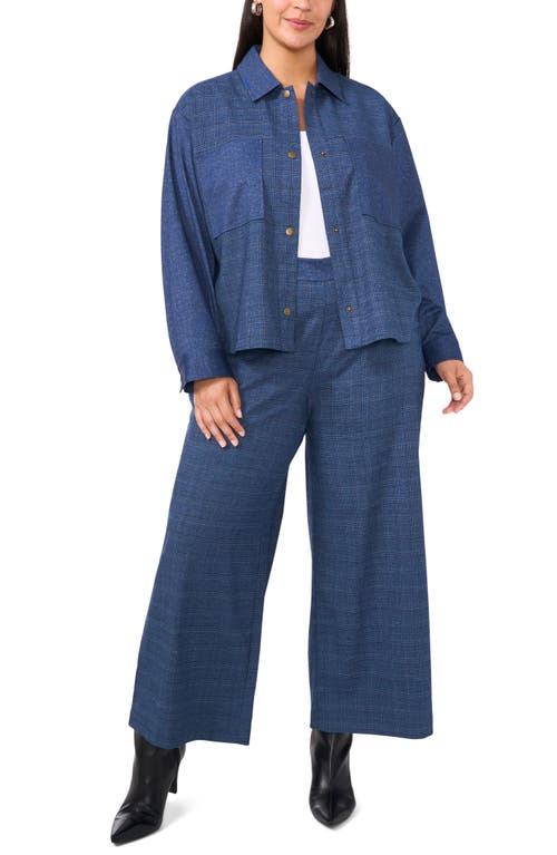 Shop Vince Camuto Plaid Wide Leg Pants In Classic Navy