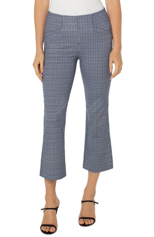 Liverpool Los Angeles Stella Plaid Pull-On Kick Flare Ponte Trousers in Cosmic Navy Mini Bx