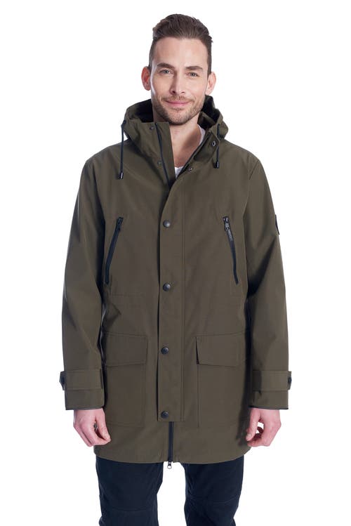 Alpine North Banks Men's Drawstring Raincoat In Army
