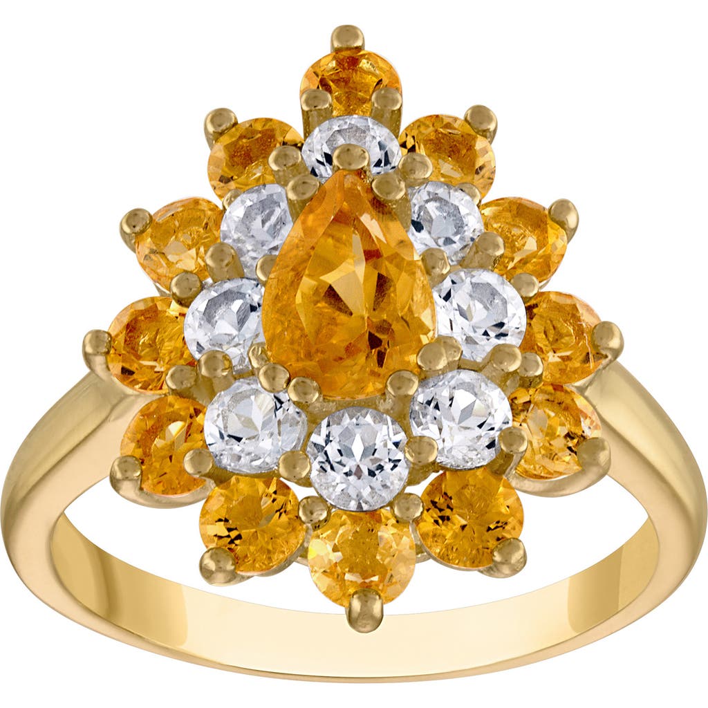 Shop Fzn Citrine & Created White Sapphire Double Halo Ring