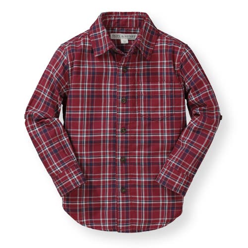 Hope & Henry Baby Boys' Convertible Double Weave Button Down Shirt, Infant In Red Plaid