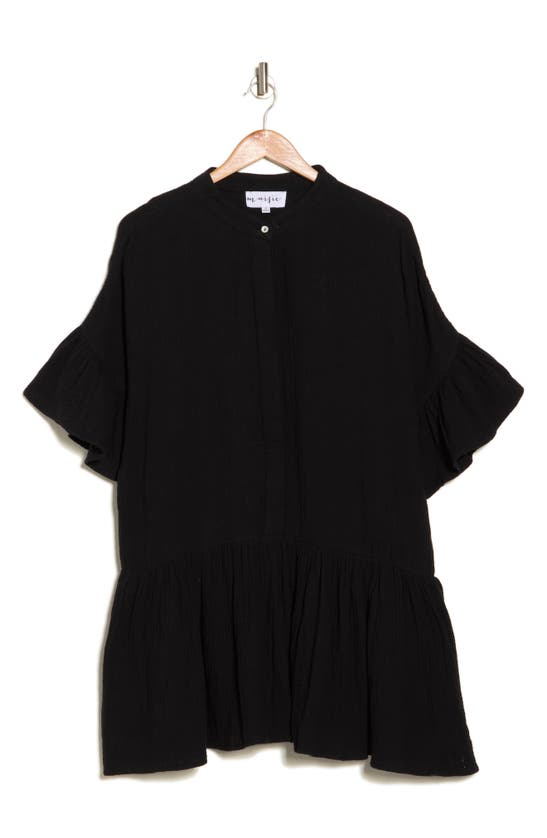 Shop Maisie Double Cotton Gauze Minidress In Black